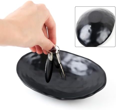Black Dish Tray Trinket Ring Holder Bowl Key Bowl 7.60 Inch Oval - Image 3