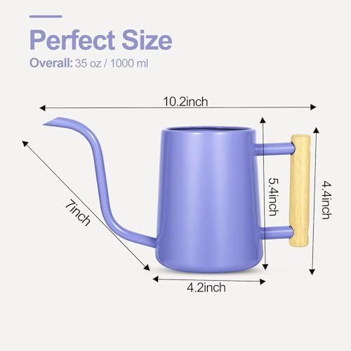 Watering Can Indoor Plants, 35 oz/1000 ml Metal Stainless Steel Watering Can Pot with Long Spout for Indoor House Plants Bonsai Outdoor Garden Flower Decorative (Purple) - Image 3