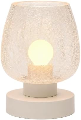 ONEWISH Touch Bedside Table Lamp for Bedroom, 3-Way Dimmable, Crackle Glass Shade, 7.5" Ultra Compact Nightstand Lamp, Warm White 2700K LED Bulb Included, Modern Design(Crack Pattarn) by onewish