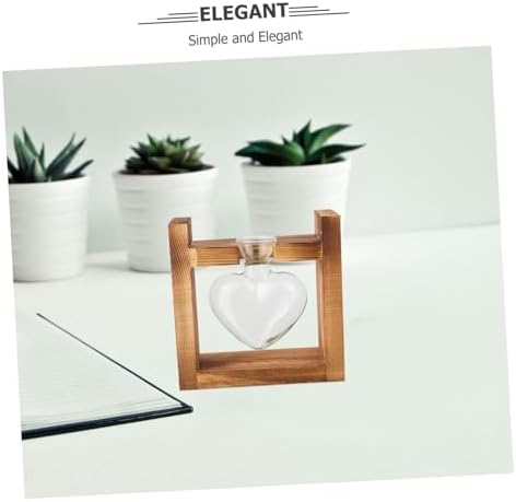 Wooden Hydroponic Vase with Stand for Air Plants Modern Desktop Propagation Station for Home Office Decor Vintage Style Terrarium Planter for Nature Lovers - Image 3