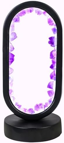 Runyangshi Crystal Lamp - Amethyst Tooth Ellipse Night Light with USB Port, 3 Colours Mode Table Lamp for Bedroom, Bedside, Office, Home Decor, Gift - Image 4