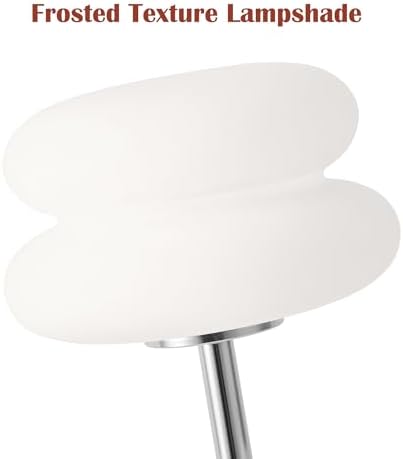 White Mushroom Lamp, Mid Century Modern Lamp for Nightstand, Dimmable Retro Egg Tart Bedside Lamps, Home Decor Ambient Lighting Aesthetic Cute Lamps for Bedroom Living Room (NOT Glass) - Image 4