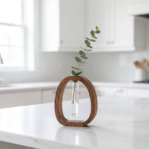 Wooden Frame Glass Test Tube Vase,Hydroponic Propagation Station by Unknown