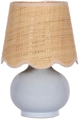 Benton Ceramic Table Lamp with Fabric Shade – 13" Bedside Accent Lamp for Bedroom, Living Room & Nightstand (Grey) - Image 2