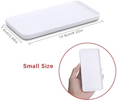 Ceramic Vanity Tray Small Rectangle, Bathtub Tray Bathroom Organizer, Cosmetics Holder for Tissue Candle Towel Plant Jewelry Ring Dish Dresser Perfume Shampoo-White(2 Pcs)(Small) - Image 6