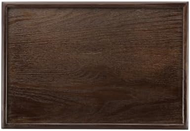 Wooden Serving Tray Rectangular Wood Serving Tray Decorative Platter, 14.2x10.6 Inch Fit for Home Decor Kitchen Coffee Table Candle Holder, (Brown) by YELARXI
