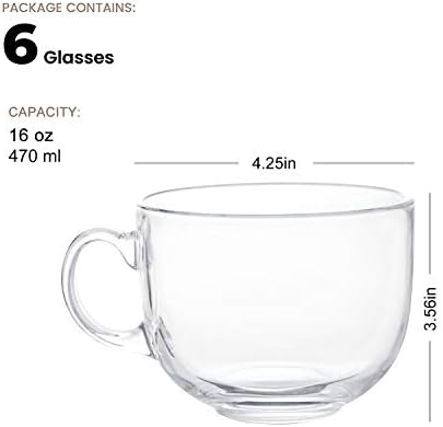 Maredash 16oz Glass Jumbo Mugs With Handle 6pcs - Image 3