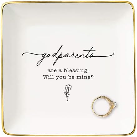 NZY Godmother Gift - Godparents Proposal & Christening Gift, Pregnancy Announcement - Jewelry Tray Trinket Holder Ring Dish by NZY