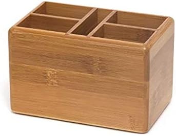 Lipper International 1802 Bamboo Wood 5-Compartment Office and Home Organization Caddy, 6 1/2" x 4" x 4 1/4" - Image 3