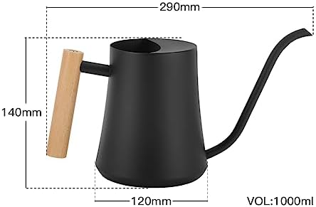 Black Watering Can for Indoor Plants, 1L/35oz Stainless Steel - Image 2