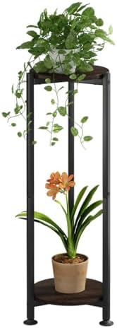 2 Tier Plant Stand Indoor Corner Tall Round Shape Plant Shelf by YIZAIJIA