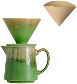 Gradient Glaze Ceramic Coffee Dripper & Server Set (Green) by Unknown