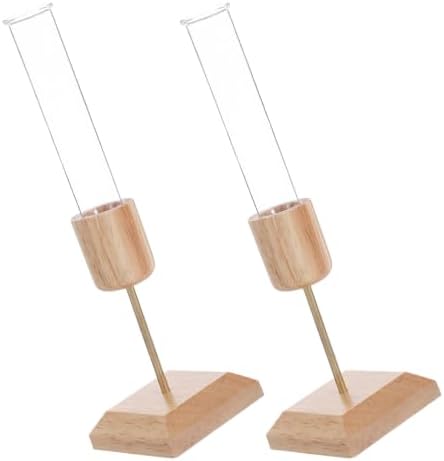 2pcs Glass Terrarium Stand with Wooden Base for Plant Propagation Station, Rustic Hydroponic Flower Vase with Stable Construction and Visible Growth Experience, for Office by Unknown