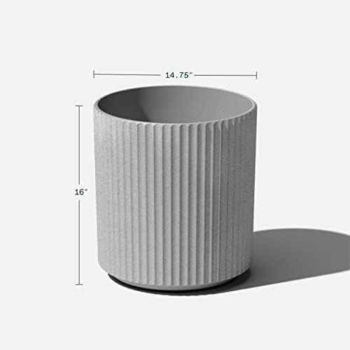 Veradek Demi Series Round Planter for Porch, Patio, Backyard | Durable Plastic-Concrete Material | Modern Décor for Tall Plants, Flowers - Image 3