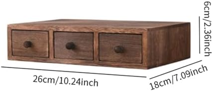 Wood Desktop Organizer Office Supplies Organizer with Drawer Versatile Cosmetic Organizer for Sticky Notes Stamps Paper Clips, 3 Drawer - Image 3