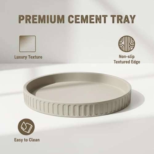 12in Decorative Tray for Coffee Table Tray Decor, Gray 100% Solid Concrete Decorative Round Tray for Kitchen, Living Room, Home Decor - Image 6
