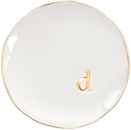 COLLECTIVE HOME - Ceramic Jewelry Tray, Decorative Trinket Dish for Rings Earrings Necklaces Bracelet Watch Keys, Birthday Mother's Day Christmas Gift for Women, 4.75", Glossy (d) by COLLECTIVEHOME