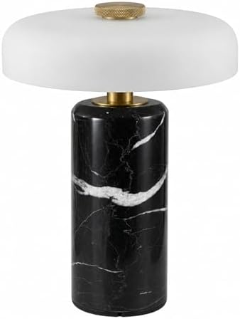 Cordless Marble Table Lamp with Glass Shade,Touch Dimmable Stone Lamp by BOFEA