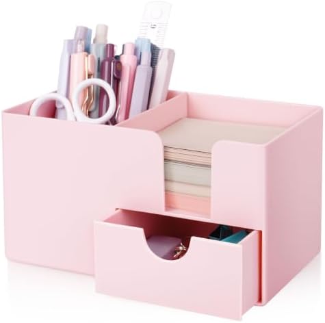 SKYDUE Small Desk Organizer with Sticky Notes Holder,Pen Holder for Desk by SKYDUE