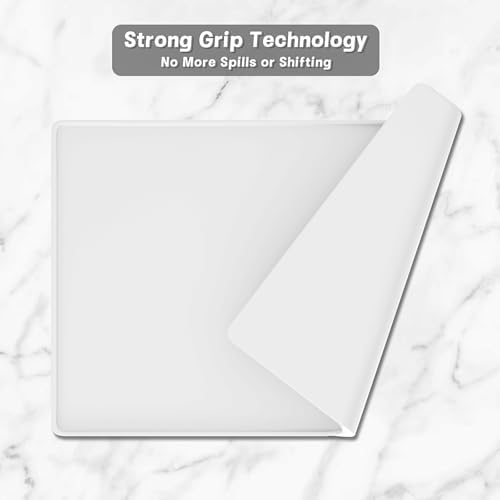 Rnivvi Silicone Coffee Mat, 16" x 24" Waterproof Raised Edge Coffee Bar Mats for Espresso Machine Station Accessories, Heat Resistant Dish Drying Pad for Kitchen Counter, Rubber Bar Decor Pad, White - Image 5