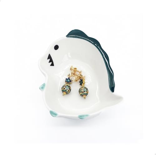 Cute Dinosaur Ring Dish Jewelry Tray for Teen Girls Gifts, Small Ceramic Trinket Dish Vanity Tray for Rings Earrings by CEIERPH