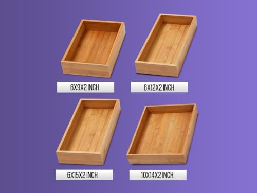 YBM Home Bamboo Drawer Organizer Storage Box for Kitchen Drawer, Junk Drawer, Office, Bedroom, Children Room, Craft, Sewing, and Bathroom, 6x9x2 inch - Image 7