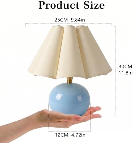 Small Bedside Table Lamp, 11.8'' Ceramic Stepless Dimmable Lamp (Blue) - Image 3