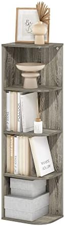 Furinno Pasir 4-Tier Corner Open Shelf Bookcase, French Oak by Furinno-FitsYourSpaceFitsYourBudget