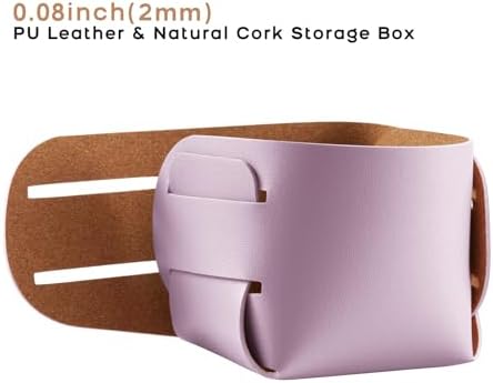 HOMIEAZICOZI 2-Pack Cork Leather Desk Accessories Storage - Pencil Pen Holder - Makeup Brush Holder Organizer - Stylish Addition to Home Decor (Purple) - Image 2