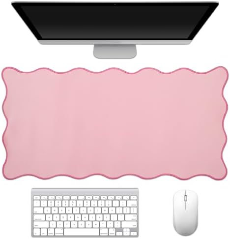 Scalloped Desk Mat, Large Cute Desk Pad for Desktop, Waterproof Scalloped Aesthetic Table Pad, Non-Slip Mouse Keyboard Mats Computer Accessories for Desk Office Home Gaming, 31.5" x 15.7" by Unknown