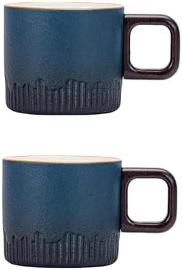 Zurucily Espresso Cups Set of 2, 2 oz Ceramic Espresso Cups, Demitasse Cups for Tea or Coffee (Blue) by zurucily