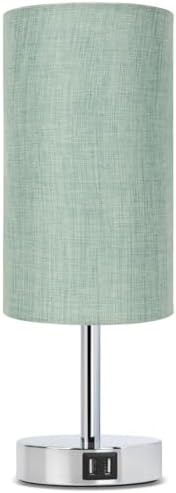 Yarra-Decor Bedside Lamp with USB Port - Touch Control Table Lamp for Bedroom 3 Way Dimmable Nightstand Lamp with Round Denim Fabric Shade for Living Room, Dorm, Home Office (LED Bulb Included) by Yarra-Decor