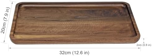 Wooden Serving Tray Walnut Wood Breakfast Platter Food Snack Dessert Coffee Tea Decorative Vanity Tray with Edge for Kitchen Living Room Bathroom Bedroom Home Decor (Large, Rectangular) - Image 4