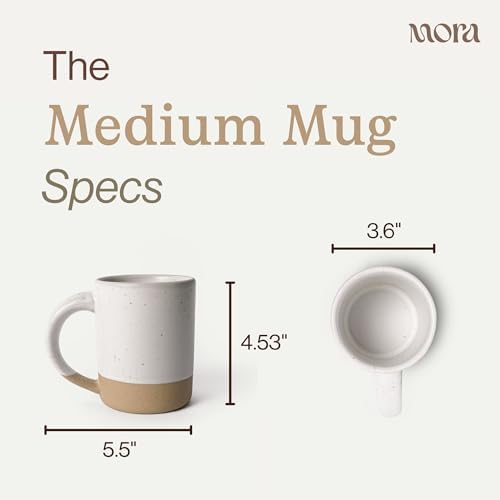 MORA Medium Mugs Set of 4, 16oz Ceramic Pottery Latte Mugs/Coffee Cups - Microwave and Dishwasher Safe - Oat - Image 2