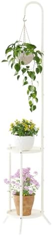 Hanging Plant Stand,Plant Shelf Outdoor Indoor Plant Rack,White by Wieghda