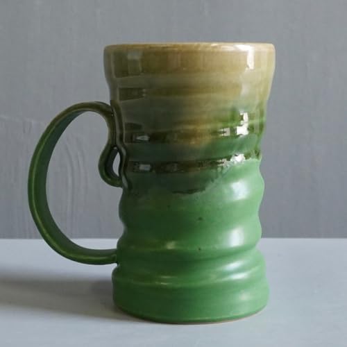 17oz Large Unique Cool Tall Handmade Ceramic Coffee Mug with Comfortable Big handle, Big Pottery Tea Mug, Artisanal Stoneware Coffee cup, Rustic Lead-free Tea Cups, Microwave safe Coffee Cup by Unknown