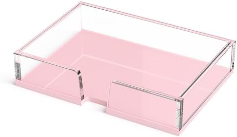 BEEGO Sticky Note Holder Organizer - 4x6 in Clear and Lightpink Acrylic Notepad Holder Acrylic Sticky Note Dispenser Cute Memo Holder (NO Pads) for Dorm Room Office Desk Organization by beegoofficial