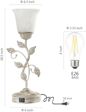 Set of 2 Rustic Touch Table Lamps for Bedroom 2 USB C+A - Image 6