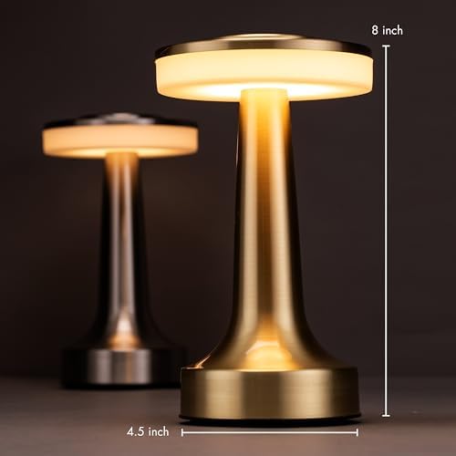 O'Bright Dome Cordless Rechargeable LED Mushroom Table Lamp, Gold - Image 3