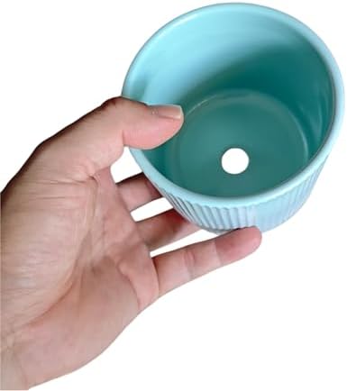 Cuteforyou 3.75 Inch Modern Textured Ceramic Succulent Planter Pot (No Plant Included) – Perfect for Small Plants, Cacti & Desk Decor – Lightweight & Durable，Blue - Image 3