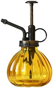 Glass Plant Spray Mister, Watering Spray Bottle, 6.4" Tall Vintage Fine Mist Spritzer Watering Can with Bronze Plastic Top Pump, Small Decorative Watering Can for Succulent House Plant (Yellow) by Unknown