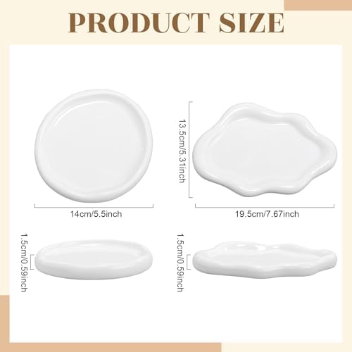 Patelai 2 Pcs Ceramic Jewelry Tray, Cloud Trinket Dish for Women White - Image 2