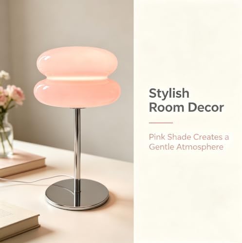 taotanra- Mushroom Bedside Table Lamp, Mid-Century Modern Bedroom Table Lamp, Retro Dimmable Bedside Lamp, Cute and Cool Home Decor (Pink) - Image 6