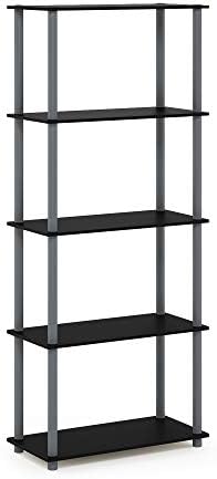 Furinno TURN-N-TUBE Storage Shelves, 5-Tier Book Shelf, Corner Shelf, Toolless Open Shelves, for Organization and Storage, Living Room, Garage, Home Office, Black - Image 6