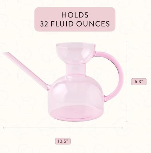 Modern Sprout Glass Watering Can - 32 oz - Long Spout Modern Decor (Blush) - Image 4