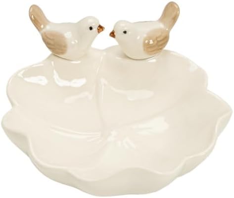 Ceramic Bird Jewelry Tray Cute Decorative Dessert Serving Plate for Snacks Rings and Trinkets, White by Ligficn