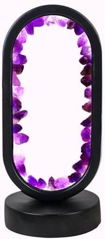 Runyangshi Crystal Lamp Amethyst Raw Stone Ellipse Night Lamp Natural Healing Crystal Night Light Table Lamp Base USB Port 3 Colours Mode for Bedroom Bedside Lamp Office Home Decor Gift - Image 4