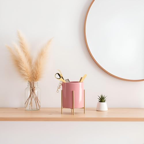 Ceramic Pen Holder Stand Cup Pencil Holder Organizer Makeup Brush Holders for Home Office Desk (Pink) - Image 5