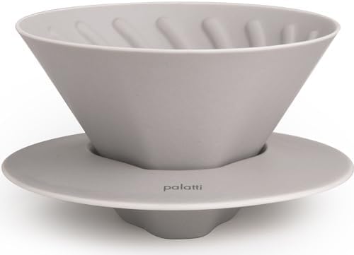 palatti Mist Porcelain Pour Over Coffee Dripper, Ceramic Pour Over Coffee Maker, Adapt to Conical 60 Degree Styles Cone Filters, Faster Flow Rate, Interchangeable Wall and Base, 1-4 cups by palatti