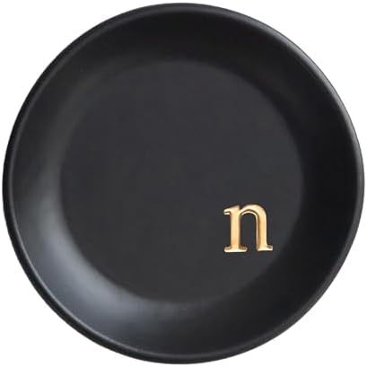 COLLECTIVE HOME - Ceramic Jewelry Tray, Decorative Trinket Dish for Rings Earrings Necklaces Bracelet Watch Keys, Birthday Mother's Day Christmas Gift for Women, 4.75", Black Surface (n) by COLLECTIVEHOME